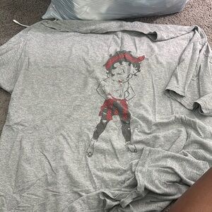 Betty Boop Gray and Red Short Sleeve Tee